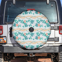 Monstera Tiare Plumeria Lei Pattern Spare Tire Cover Teal Version LT01 Teal - Polynesian Pride