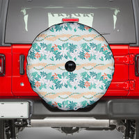 Monstera Tiare Plumeria Lei Pattern Spare Tire Cover Teal Version LT01 - Polynesian Pride