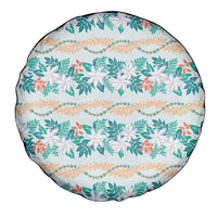 Monstera Tiare Plumeria Lei Pattern Spare Tire Cover Teal Version LT01 - Polynesian Pride