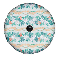 Monstera Tiare Plumeria Lei Pattern Spare Tire Cover Teal Version LT01 - Polynesian Pride