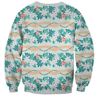 Monstera Tiare Plumeria Lei Pattern Sweatshirt Teal Version LT01 - Polynesian Pride