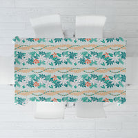 Monstera Tiare Plumeria Lei Pattern Tablecloth Teal Version LT01 Teal - Polynesian Pride