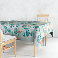 Monstera Tiare Plumeria Lei Pattern Tablecloth Teal Version LT01 - Polynesian Pride