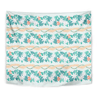 Monstera Tiare Plumeria Lei Pattern Tapestry Teal Version LT01 - Polynesian Pride