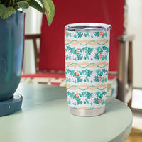 Monstera Tiare Plumeria Lei Pattern Tumbler Cup Teal Version LT01 - Polynesian Pride