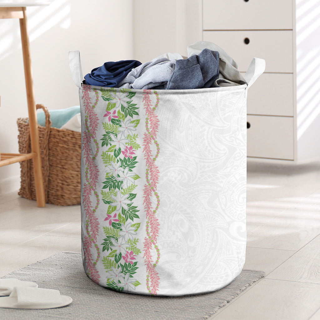 Monstera Tiare Plumeria Laundry Basket Green Polynesian Pattern LT01 Green - Polynesian Pride