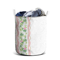 Monstera Tiare Plumeria Laundry Basket Green Polynesian Pattern LT01 - Polynesian Pride