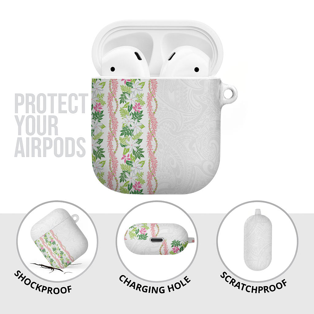 Monstera Tiare Plumeria AirPods Case Green Polynesian Pattern LT01 - Polynesian Pride