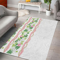 Monstera Tiare Plumeria Area Rug Green Polynesian Pattern LT01 - Polynesian Pride