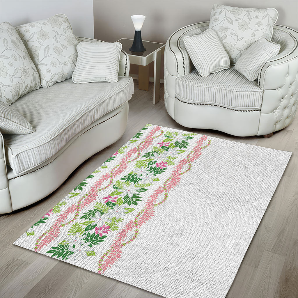 Monstera Tiare Plumeria Area Rug Green Polynesian Pattern LT01 - Polynesian Pride