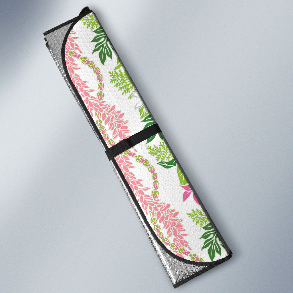 Monstera Tiare Plumeria Auto Sun Shade Green Polynesian Pattern LT01 - Polynesian Pride