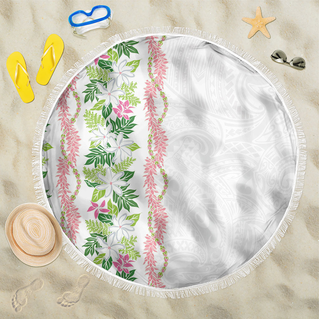 Monstera Tiare Plumeria Beach Blanket Green Polynesian Pattern LT01 One Size 150cm Green - Polynesian Pride