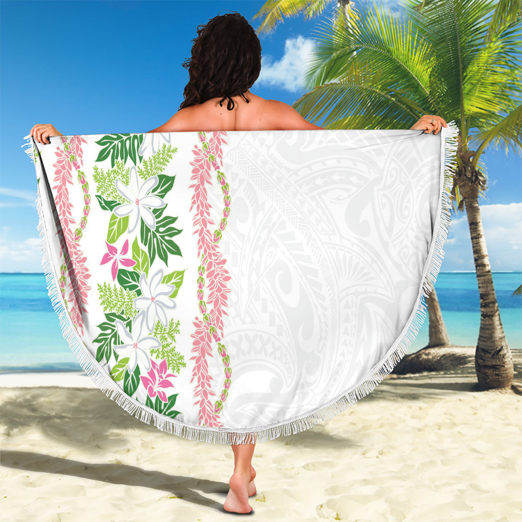 Monstera Tiare Plumeria Beach Blanket Green Polynesian Pattern LT01 - Polynesian Pride