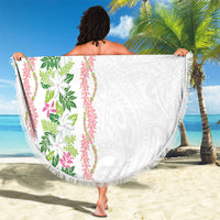 Monstera Tiare Plumeria Beach Blanket Green Polynesian Pattern LT01 - Polynesian Pride