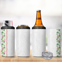 Monstera Tiare Plumeria 4 in 1 Can Cooler Tumbler Green Polynesian Pattern LT01 - Polynesian Pride
