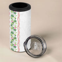 Monstera Tiare Plumeria 4 in 1 Can Cooler Tumbler Green Polynesian Pattern LT01 - Polynesian Pride