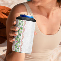 Monstera Tiare Plumeria 4 in 1 Can Cooler Tumbler Green Polynesian Pattern LT01 - Polynesian Pride