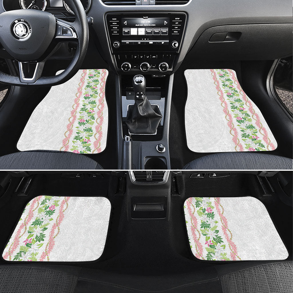 Monstera Tiare Plumeria Car Mats Green Polynesian Pattern