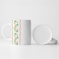 Monstera Tiare Plumeria Ceramic Mug Green Polynesian Pattern LT01 - Polynesian Pride