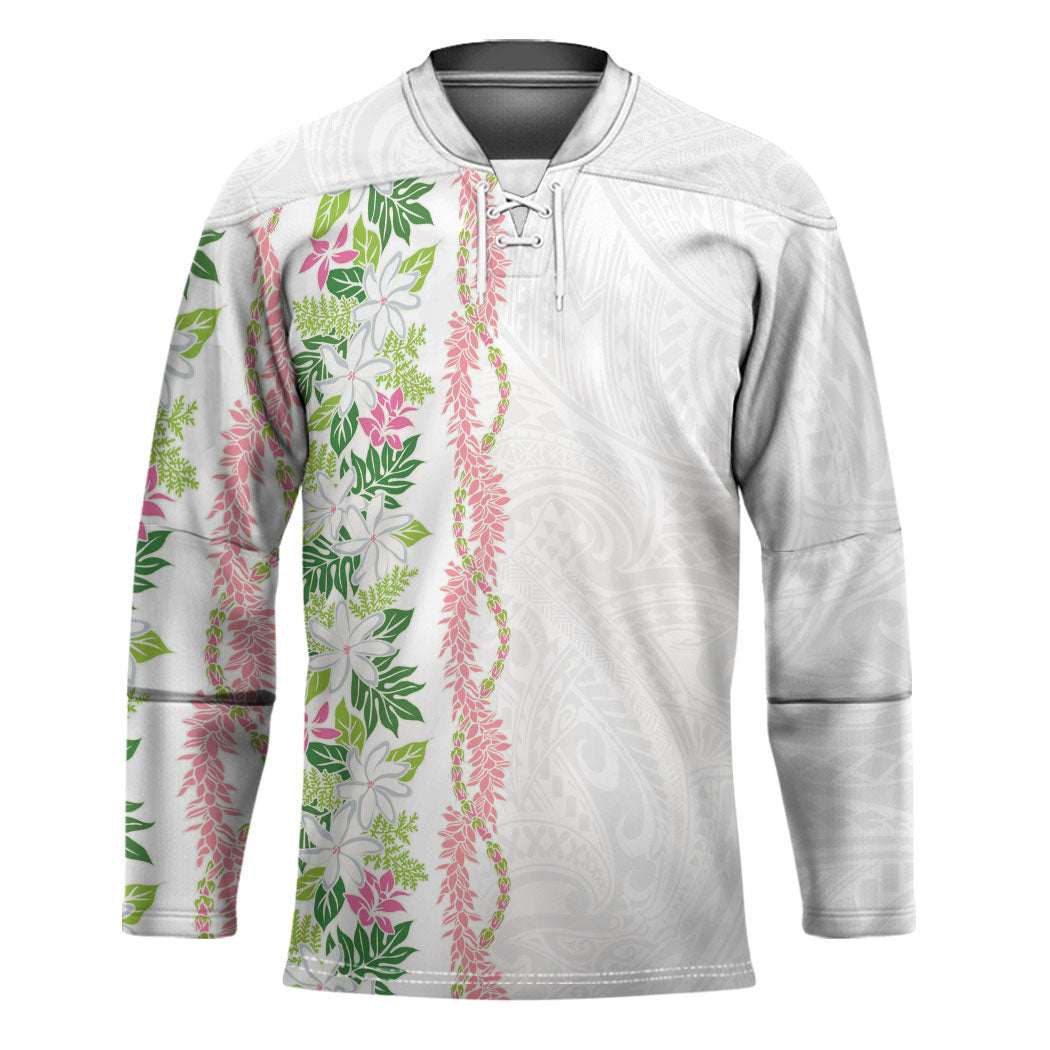 Monstera Tiare Plumeria Hockey Jersey Green Polynesian Pattern LT01 Unisex Green - Polynesian Pride
