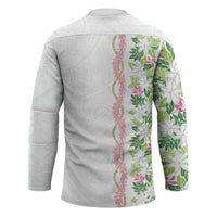 Monstera Tiare Plumeria Hockey Jersey Green Polynesian Pattern LT01 - Polynesian Pride