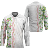 Monstera Tiare Plumeria Hockey Jersey Green Polynesian Pattern LT01 - Polynesian Pride