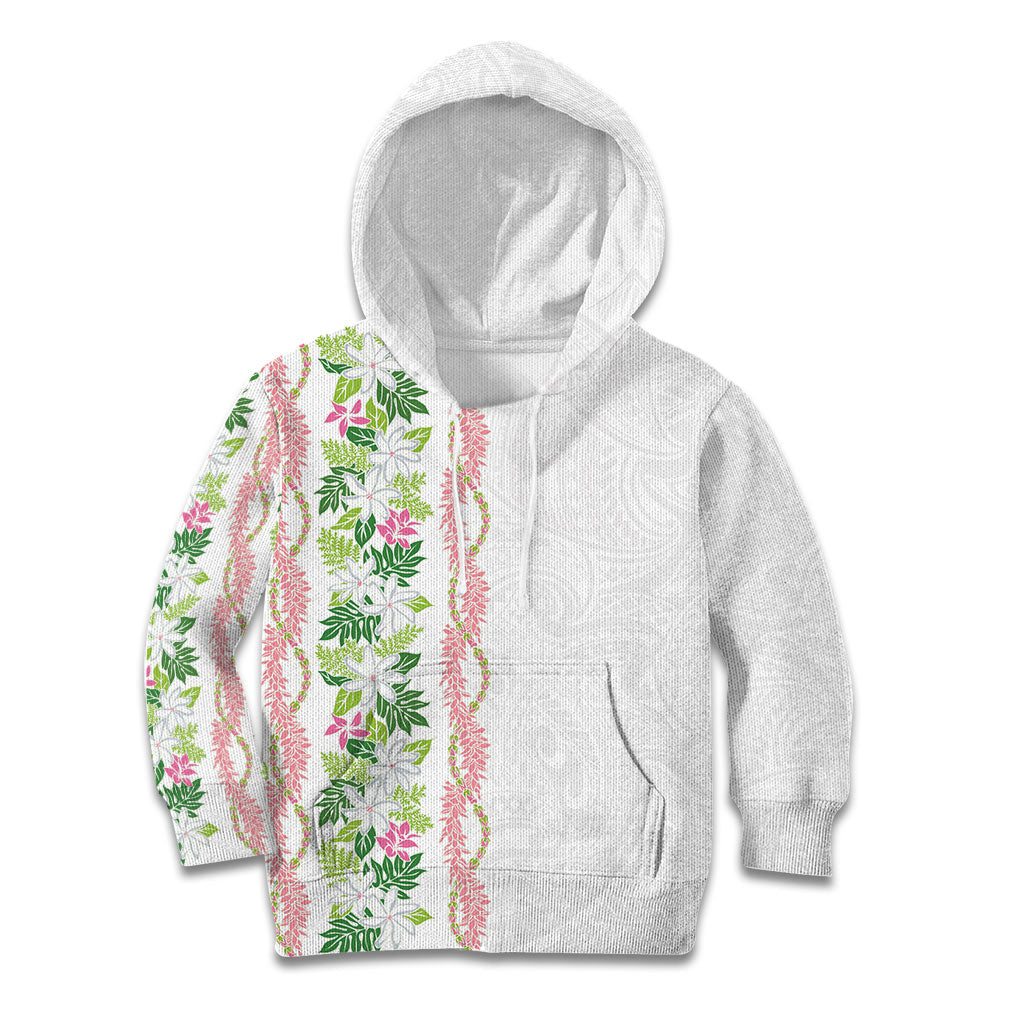 Monstera Tiare Plumeria Kid Hoodie Green Polynesian Pattern LT01 Hoodie Green - Polynesian Pride