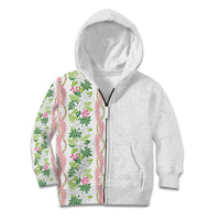 Monstera Tiare Plumeria Kid Hoodie Green Polynesian Pattern LT01 Zip Hoodie Green - Polynesian Pride