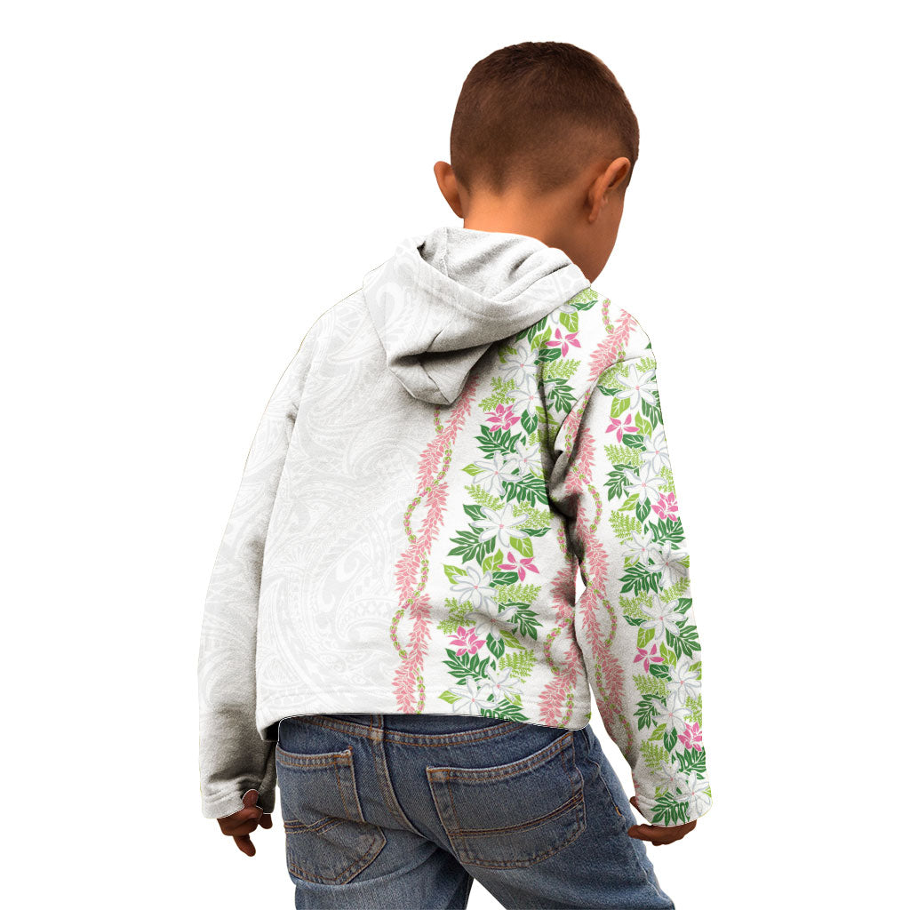 Monstera Tiare Plumeria Kid Hoodie Green Polynesian Pattern LT01 - Polynesian Pride