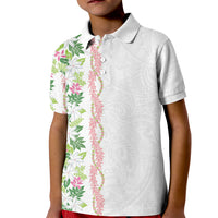 Monstera Tiare Plumeria Kid Polo Shirt Green Polynesian Pattern LT01 Kid Green - Polynesian Pride
