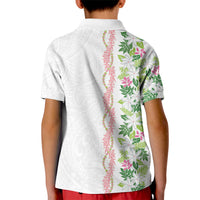 Monstera Tiare Plumeria Kid Polo Shirt Green Polynesian Pattern LT01 - Polynesian Pride