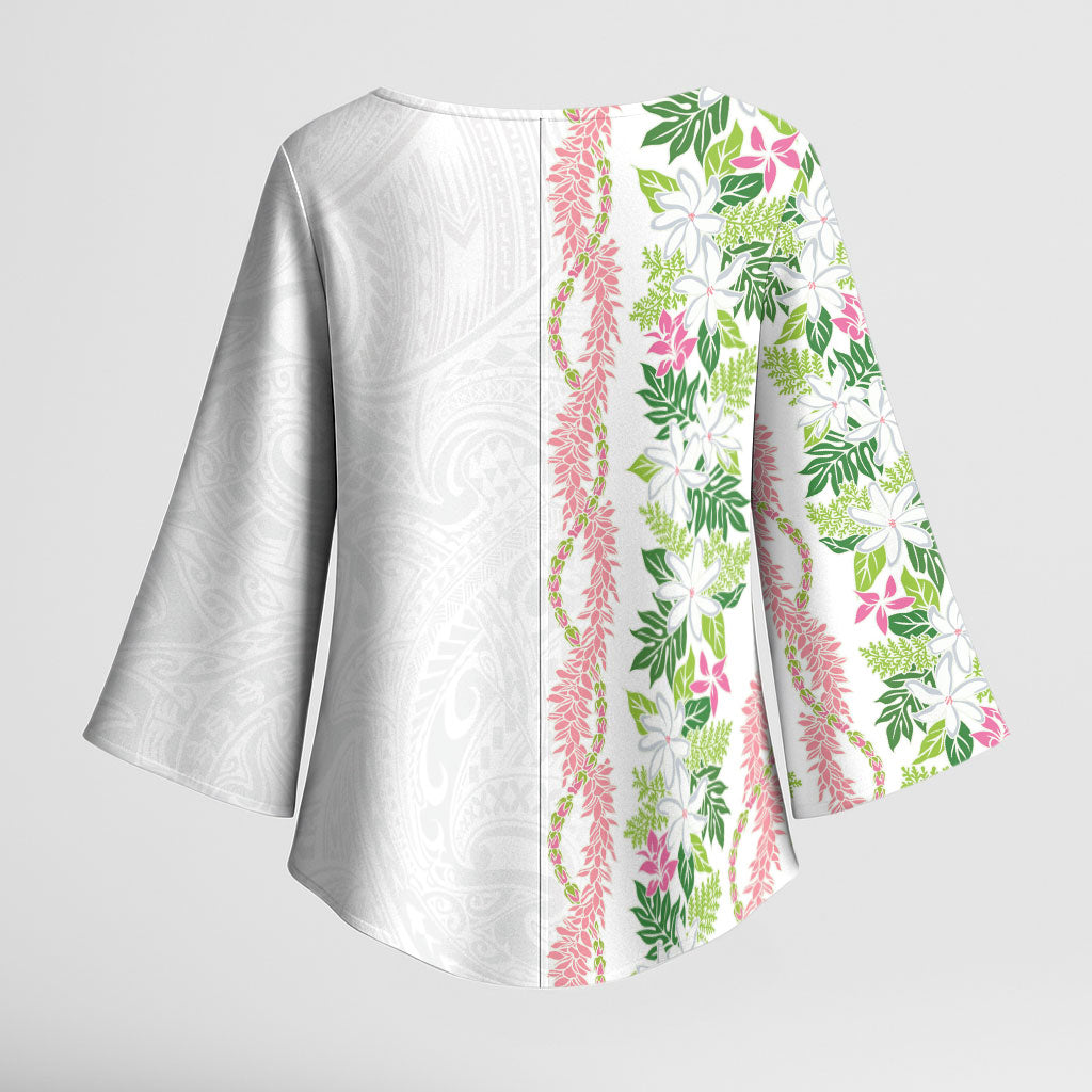 Monstera Tiare Plumeria Kimono Sleeve Blouse Green Polynesian Pattern LT01 - Polynesian Pride