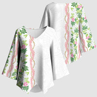 Monstera Tiare Plumeria Kimono Sleeve Blouse Green Polynesian Pattern LT01 - Polynesian Pride