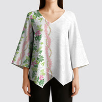 Monstera Tiare Plumeria Kimono Sleeve Blouse Green Polynesian Pattern LT01 - Polynesian Pride