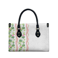 Monstera Tiare Plumeria Leather Bag Green Polynesian Pattern LT01 - Polynesian Pride
