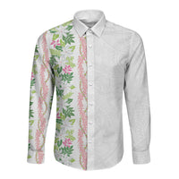 Monstera Tiare Plumeria Long Sleeve Button Shirt Green Polynesian Pattern LT01 Unisex Green - Polynesian Pride