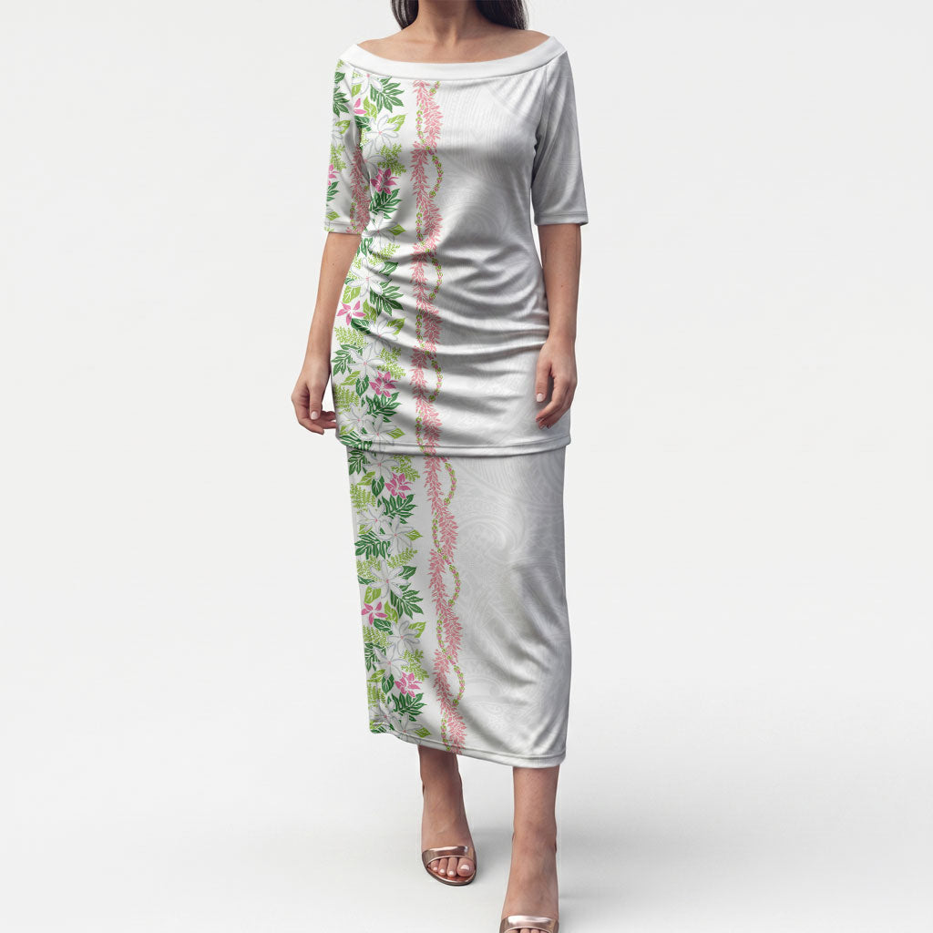 Monstera Tiare Plumeria Puletasi Green Polynesian Pattern LT01 Long Dress Green - Polynesian Pride