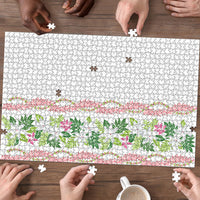 Monstera Tiare Plumeria Puzzle Green Polynesian Pattern LT01 - Polynesian Pride