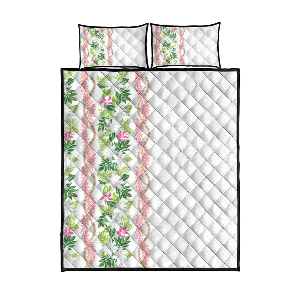 Monstera Tiare Plumeria Quilt Bed Set Green Polynesian Pattern LT01 - Polynesian Pride