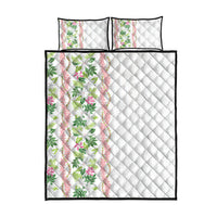 Monstera Tiare Plumeria Quilt Bed Set Green Polynesian Pattern LT01 - Polynesian Pride