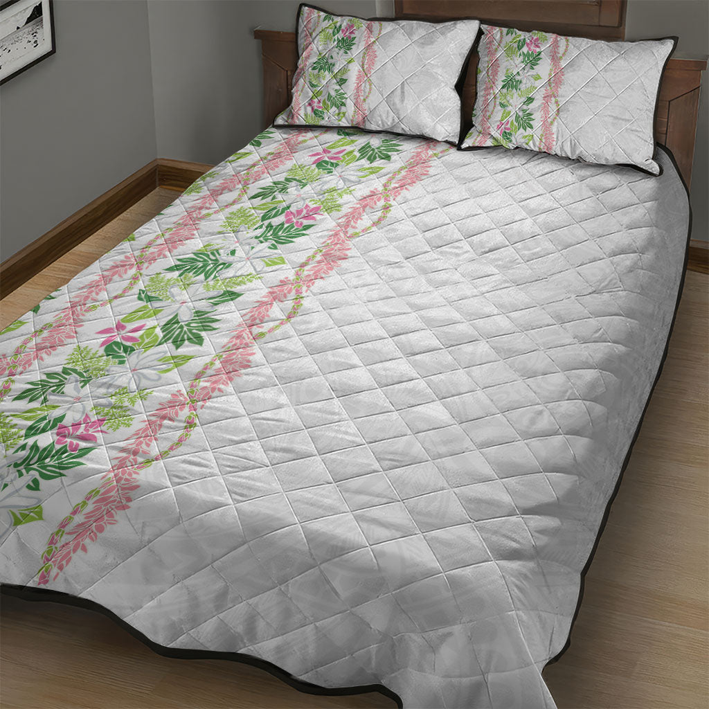 Monstera Tiare Plumeria Quilt Bed Set Green Polynesian Pattern LT01 - Polynesian Pride