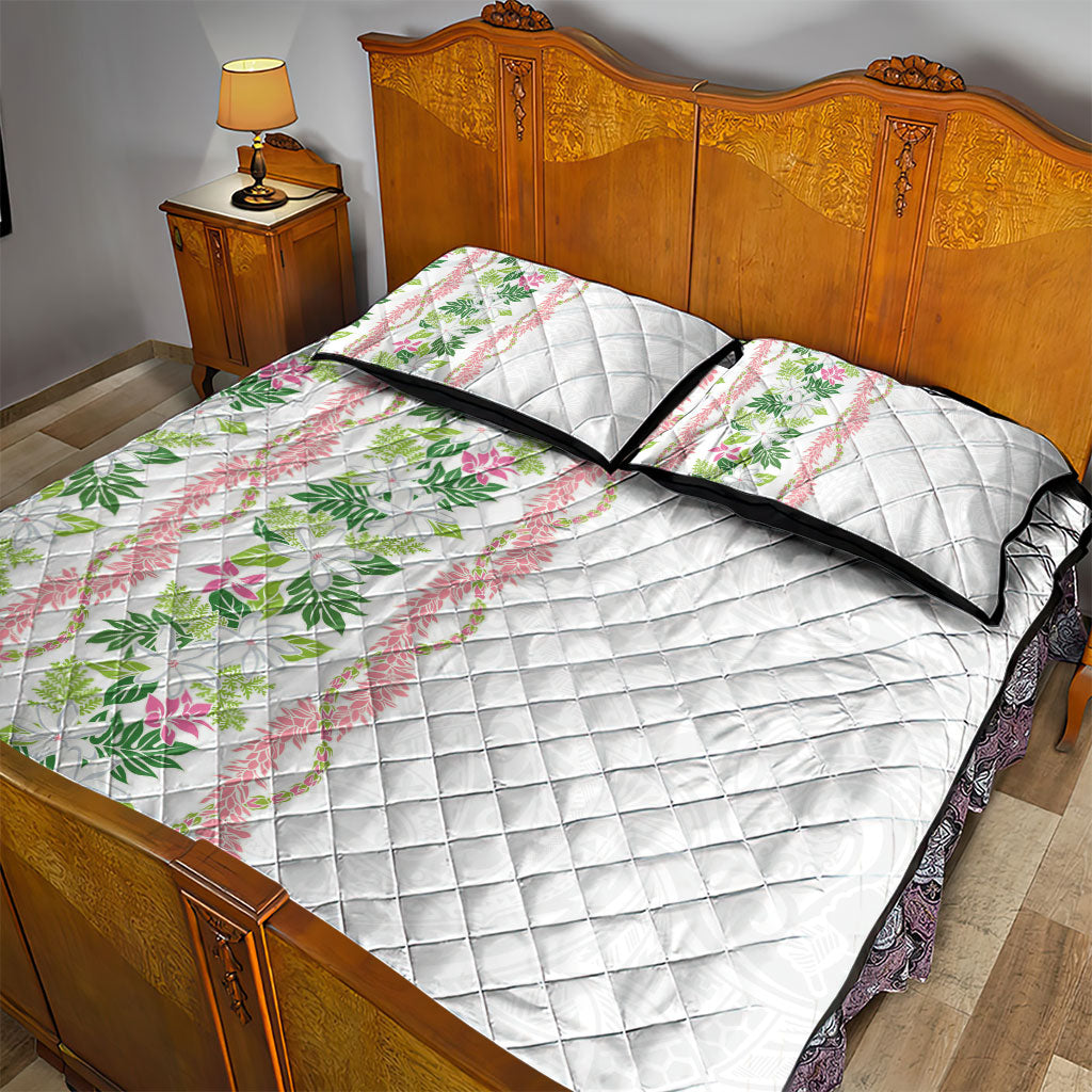 Monstera Tiare Plumeria Quilt Bed Set Green Polynesian Pattern LT01 - Polynesian Pride