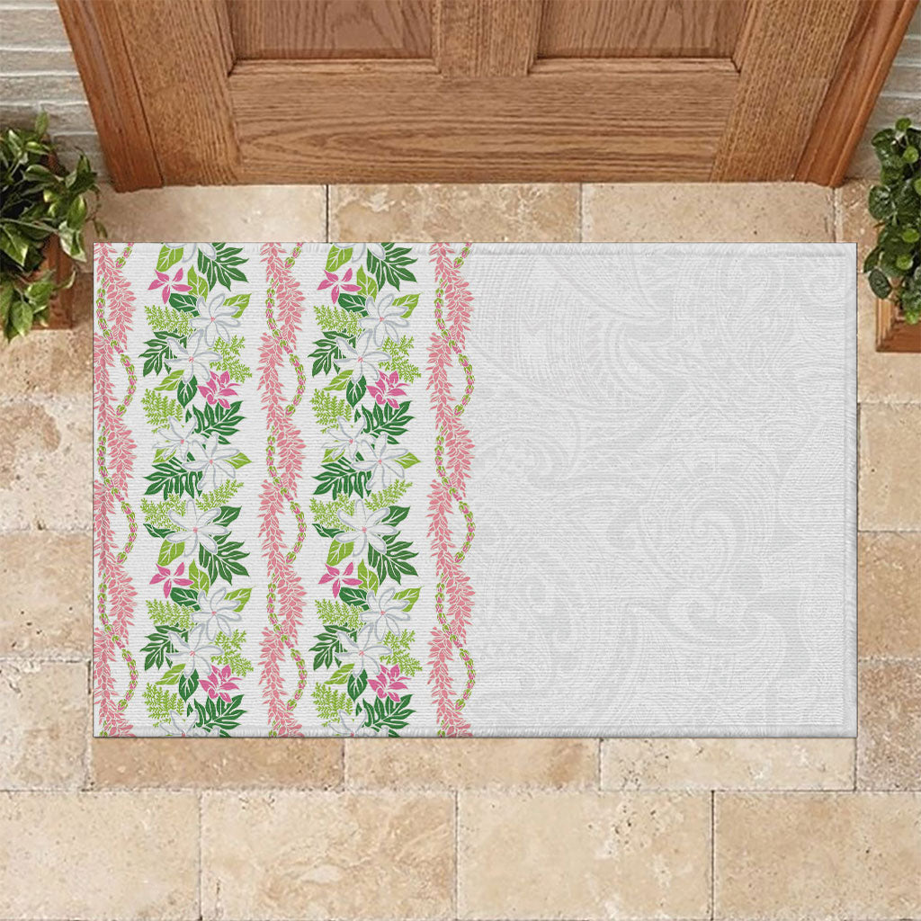 Monstera Tiare Plumeria Rubber Doormat Green Polynesian Pattern LT01 Green - Polynesian Pride
