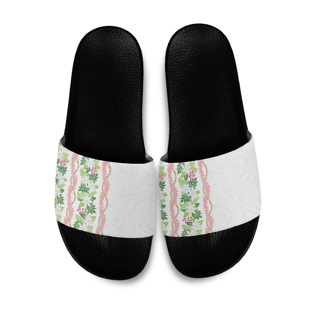 Monstera Tiare Plumeria Slide Sandals Green Polynesian Pattern LT01 Green - Polynesian Pride