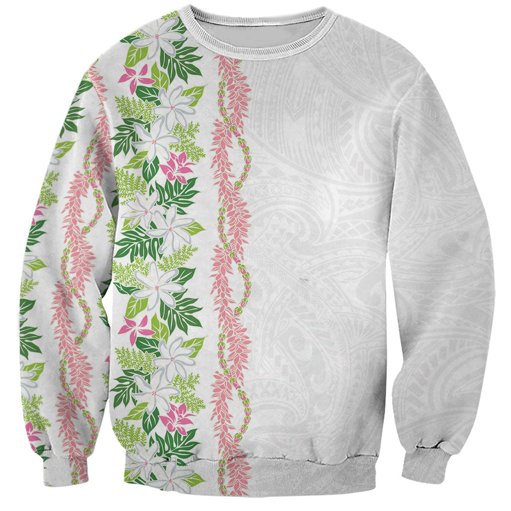 Monstera Tiare Plumeria Sweatshirt Green Polynesian Pattern LT01 Unisex Green - Polynesian Pride