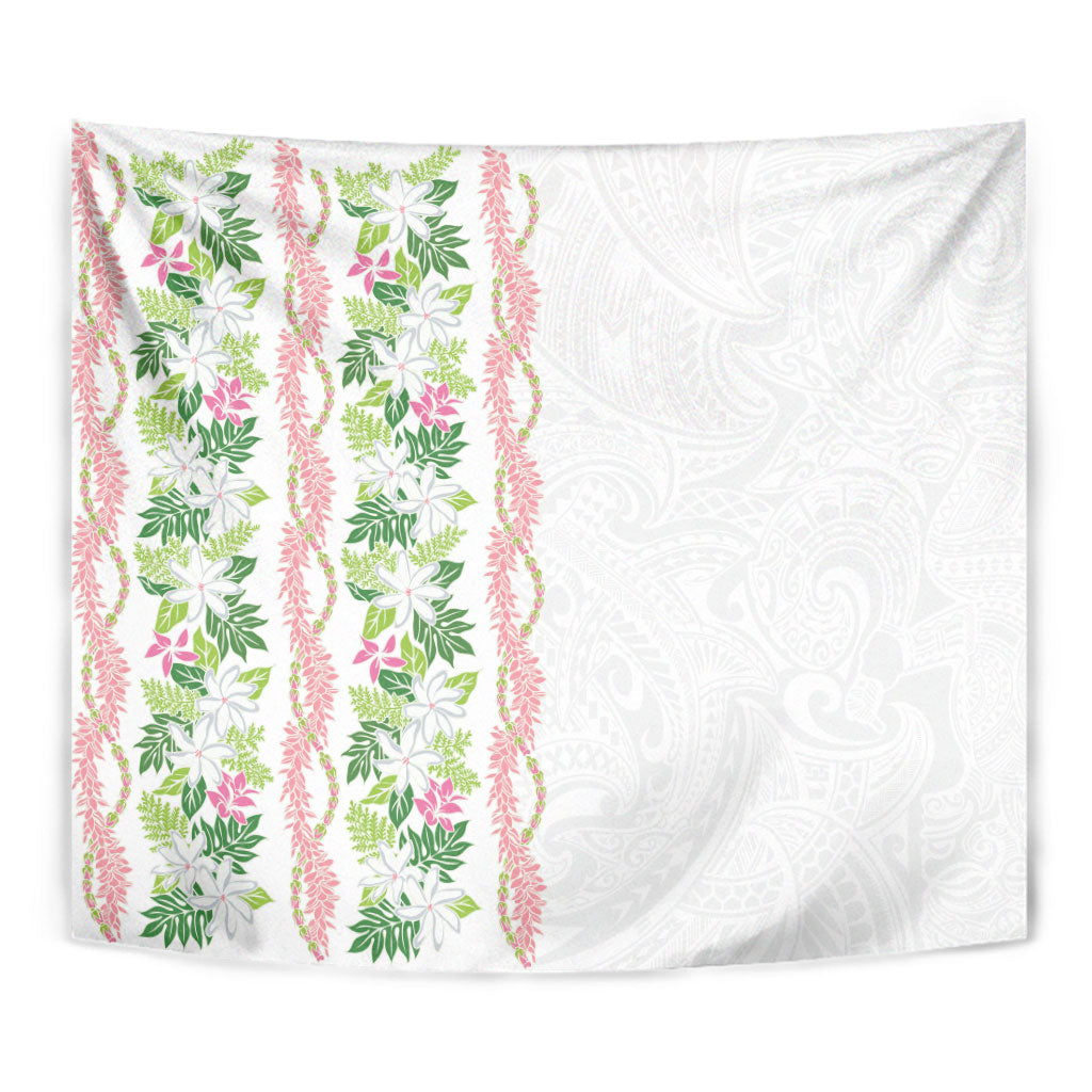 Monstera Tiare Plumeria Tapestry Green Polynesian Pattern LT01 - Polynesian Pride