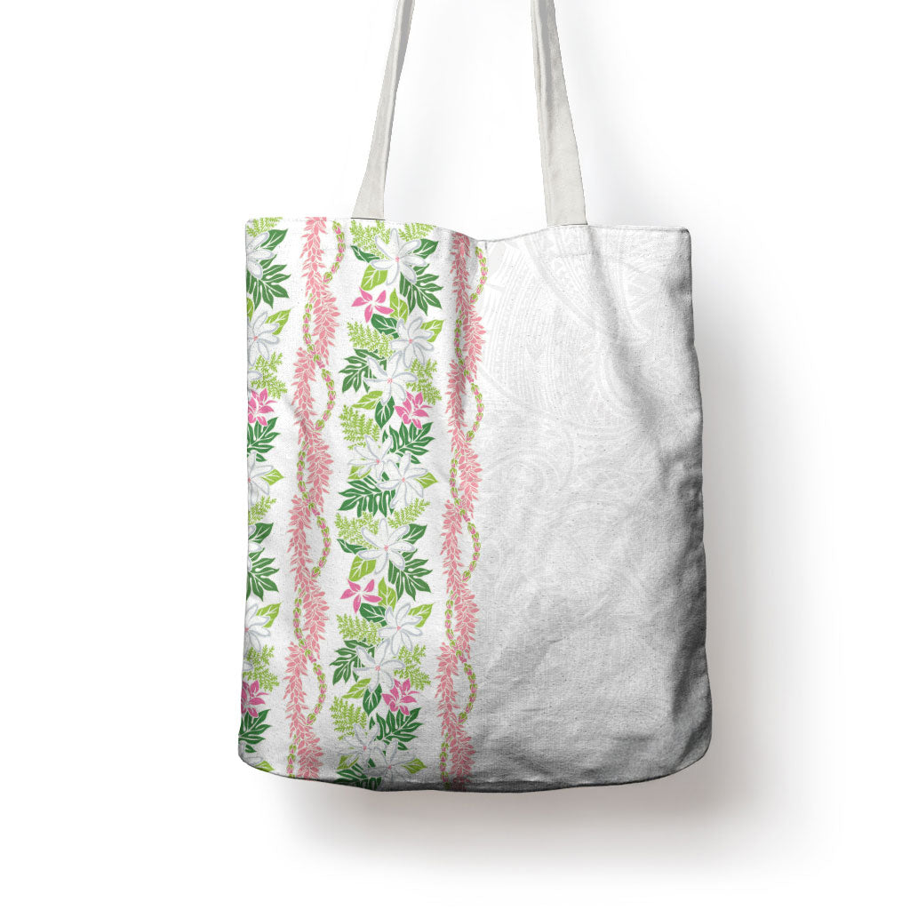Monstera Tiare Plumeria Tote Bag Green Polynesian Pattern LT01 - Polynesian Pride