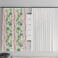 Monstera Tiare Plumeria Window Curtain Green Polynesian Pattern LT01 With Hooks Green - Polynesian Pride