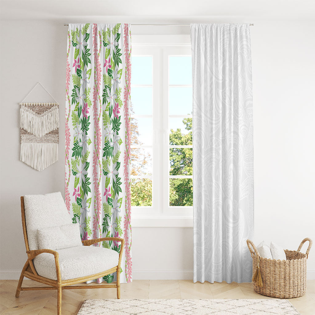 Monstera Tiare Plumeria Window Curtain Green Polynesian Pattern LT01 - Polynesian Pride
