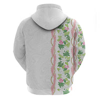 Monstera Tiare Plumeria Zip Hoodie Green Polynesian Pattern LT01 - Polynesian Pride